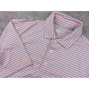 Onward Reserve Polo Mens Small Performance Pink Blue Striped Short Sleeve Golf